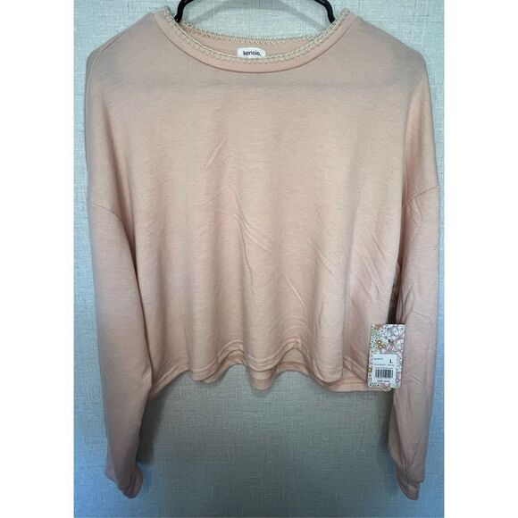 NWT Kensie Pink Dainty Soft Long Sleeve Shirt With Cream Stitching - Picture 1 of 5